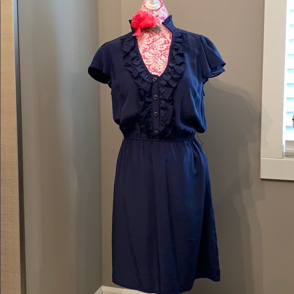🌺Anthropologie Dress 100% Silk Blue Size M